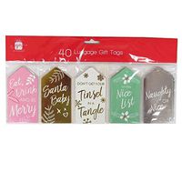 Giftmaker Christmas Large Luggage Style Gift Tags - Contemporary Foiled, 40 Pack