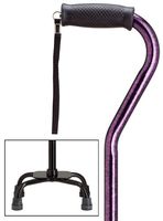 Walking Cane - Purple Granite Small base-6" x 8", with center balance offset handle and nylon security nut. Adjusts from 30" - 39".