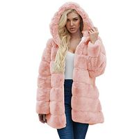 Theoylos Women's Faux Fur Coat Winter Warm Jacket Ladies Solid Color Cardigans Fashion Comfort Fleece Outwear Pink