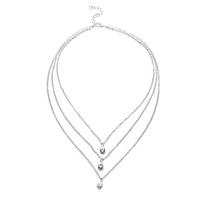 Meolin Layered Necklace Crystal Rhinestone Necklaces,Silver,42cm/47cm/52cm
