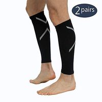 2 Pack Black Compression Stocking Sleeve Calves Compression Socks Womens Plus Size Men 20-30mmhg Footless Support Socks for Shin Splints Running Leg Pain Nurses Maternity Pregnancy L14.1-16.5