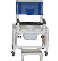 MJM International 118-5TL-SFS-SSDE-SQ-PAIL Standard Shower Chair with Slide Out Footrest, Front Supports, Soft Seat, Commode Pail and 5" Casters Total Lock Casters, 300 oz Capacity, 40.5" Height x 22" Width x 25.25" Depth, Royal Blue/Forest Green/Mauve