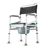 BINZHI Aluminum Alloy Toilet Chair,for Pregnant Women, Old People Can Fold Comfortably with Backrest and Handrail Commode Chair Bedside Toilet (Color : A)