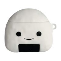 Portable Silicone Cover Case Cute Sushi Salmon Rice Ball Shape Protective Cover Skin Case with Anti-Hanging Buckle for Apple AirPods Charging Case