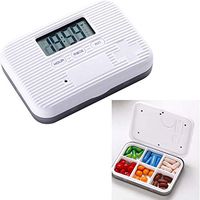 Life HS Intelligent Portable Pill Box, Timed Reminder Kit Six Grid Mini Portable Kit Sealed with Reminder Kit,Gray