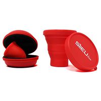 Sileu Passion Travel Pack: Menstrual Cup Model Rose Size S, Red - Initiation Model for Beginners and Adolescents - Natural Alternative to tampons and Pads + Foldable Steriliser, Red + Big Case, Red