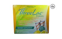 Global Health Trax ThreeLac Probiotic, Lemon Flavor Dietary Supplement (4 Pack) 60 Packets Supports intestinal and Digestive Health