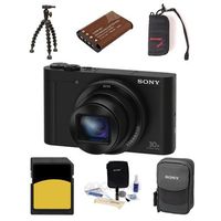 Sony Cyber-Shot DSC-WX500 Digital Camera 18.2MP Black - Bundle with Camera Case, 32GB Class 10 SDHC Card, Spare Battery, Cleaning Kit, Memory Wallet