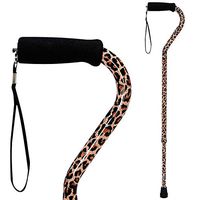 DMI Adjustable Designer Cane with Offset Handle and Strap, Leopard