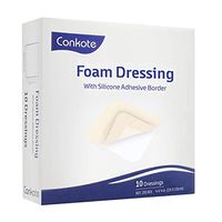 Conkote Silicone Bordered Foam Dressing, Foam Bandage 4‘’x 4‘’, Box of 10 Dressings