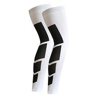 CFR Sport Knee Support Braces Calf Compression Sleeves Trainning Workout Guard Unisex Long Leg Socks - One Pair White,XL UPS Post