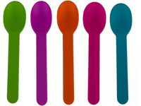 Worlds Disposable Mixed Corlor Eco-Friendly Plastic Spoons Frozen Yogurt Ice Cream Spoons,Frozen Dessert Supplies Spoons 50 Count