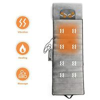 Giantex Massage Mat with 3 Gear Strength and 5 Vibrating Modes, Flannelette Surface Soft Touching, Full Body Massager Cushion w/Separate Control Heating, Massage Pad for Back Lumbar Leg Pain (Grey)