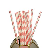 PaperLanternStore.com Pink Striped Patterned Party Paper Straws (12 Pack)