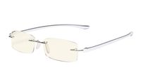 Eyekepper Computer Reading Glasses,Blue Light Filter Rimless Readers,UV Protection, Silver +2.50