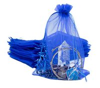 TheDisplayGuys 100-Pack 6x8 Royal Blue Sheer Organza Gift Bags with Drawstring, Jewelry Candy Treat Wedding Party Favors Mesh Pouch