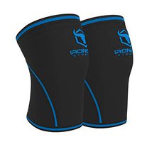 Knee Sleeves 7mm (1 Pair) - High Performance Knee Sleeve Support For Weight Lifting, Cross Training & Powerlifting - Best Knee Wraps & Straps Compression - For Men and Women (Black/Blue, Small)