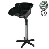 Beauty Royal Portable Shampoo Basin for Bedridden Disabled Salon Sink Wheel Chair Bound Neck Rest Home | Height Adjustable Deep Bowl Hair Treatment Instrument Equipment Black with Drainage System