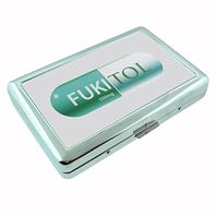 Fukitol Prescription Pill Funny Metal Silver Cigarette Case Holder Wallet RFID-blocking
