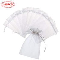100 Pcs 4x6 Inches Drawstring Organza Gift Bags Jewelry Pouches Candy Pouches for Wedding,Festival,Party,Makeup Favor (White)