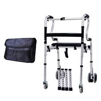 ZMYLOVE Compact Folding Walker with Wheels, Heavy Duty Folding Walker, Bariatric Walker with Storage Bags and 4 Foot Foot Tube for Seniors
