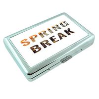 Spring Break Party Time S4 Silver Cigarette Case Metal Wallet Id Holder King & 100's 4" X 2.75" RFID Protection