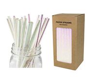 Shiny Opalescent Paper Sticks for Cake Pops - Box of 250 Foil White Drinking Straws Party DIY, Baby Shower, Bridal Shower Decor