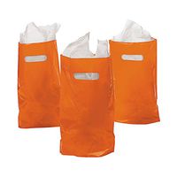 Fun Express - Orange Plastic Bags (50pc) - Party Supplies - Bags - Plastic Bags - 50 Pieces