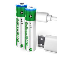 Delipow AAA Rechargeable Batteries,USB 1.5V Lithium Rechargeable Batteries, 1000mWh AAA Battery,1 H Quick Charge,1200 Cycle with 2 in 1 Micro USB Charging Cable，2-Pack