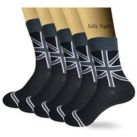 Jelly Sight Men's 5 Pairs Diabetic and Circulatory Non-Binding Crew Sock-pattern17