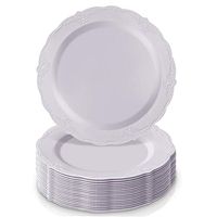 DISPOSABLE DINNERWARE SET, 20 Dinner Plates (Vintage - White, 10.25")
