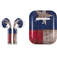 Skinit Decal Audio Skin for Apple AirPods with Wireless Charging Case - Officially Licensed Skinit Originally Designed Texas Flag Dark Wood Design