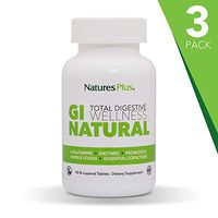 NaturesPlus GI Natural Total Digestive Wellness (3 Pack) - 90 Vegetarian Tablets, Bilayer - Natural Gut Health Supplement, Probiotics, Prebiotics, Enzymes - Gluten-Free - 90 Total Servings