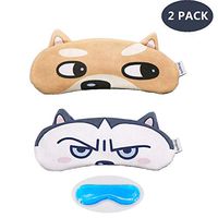 [2 PACK] Pragovle Dog Cute Sleep Eye Night Mask for sleeping, Super Soft and Light for women and kids men