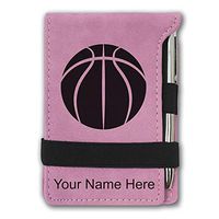 Mini Notepad, Basketball Ball, Personalized Engraving Included (Pink)