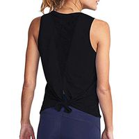 Goldweather Workout Tank Top for Women,Sleeveless Tie Back Running Yoga Shirts Athletic Clothes(S,Black)
