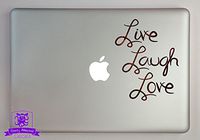 Overly Attached Decals Live Laugh Love Typography 13" Laptop Specialty Vinyl Decal - Dark-Wood-Grain
