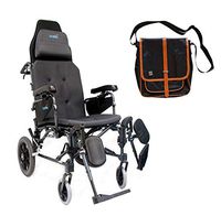 Karman MVP502TP 20" X 18" seat Lightweight Ergonomic Reclining Transport Wheelchair | Free Front Zip Pocket Medical Utility Bag Black!