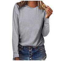 LONGDAY Sunflower Print Long Sleeve Crew Ne Fit Casual Sweatshirtr Shirts Loose Tunic Blouse