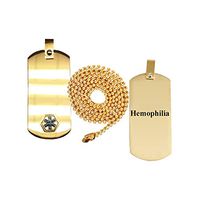 Hemophilia Medical Alert ID Dog Tag Pendant in Anodized Titanium