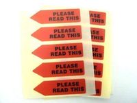 Minilabel 125 X Red Alert Arrow Labels , Please Read This , Removable Low Tack Stickers For Documents, Letters Or Contracts