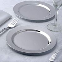 Efavormart 24 Pack 7.5" Shiny Silver Round Disposable Partytown Plastic Plates