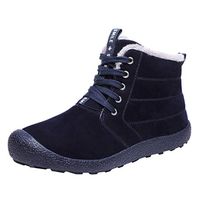 Kauneus Men's Round Toe Fur Lining Winter Shoes Comfy Lace up Warm Snow Boots Classic Ankle Boots (Suede/PU)