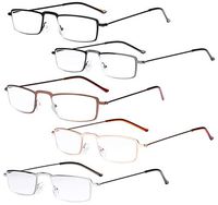 Eyekepper 5-Pack Straight Thin Stamped Metal Frame Half-Eye Style Reading Glasses Readers +2.5