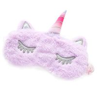 Cute Animal Sleeping Sleep Mask Soft Plush Blindfold Cute Rabbit Panda Koala Eye Cover Eyeshade for Kids Teens Girls Women (Unicorn Purple)
