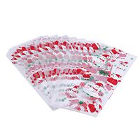 Bigsweety 50pcs Lovely Christmas Cellophane Bags Funny Cookie Bags Xmas Candy Treat Bags Gift Bag (Snowman)