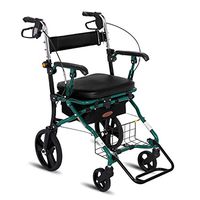 wheelchair Aluminium Alloy, Lightweight Folding Four Wheel Rollator Walker with Padded Seat, Lockable Brakes, Ergonomic Handles, and Carry Bag, Limited Mobility Aid, for Elderly Users
