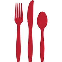 Classic Red Plastic Assorted Cutlery, Serves 50