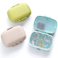 3 Pack 8 Compartments Travel Pill Organizer Moisture Proof Small Pill Box for Pocket Purse Daily Pill Case Portable Medicine Vitamin Holder Container (Blue+Green+Khaki)