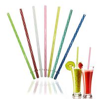 Reusable Thick Drinking Straws Transparent BPA-Free Plastic Striped Straws 9Inch Mixed Color(25 Pack)